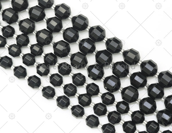 Black Onyx Double Point Beads, Sku#U1310