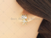 CZ Micro Pave Bear Earrings, Sku#LD189