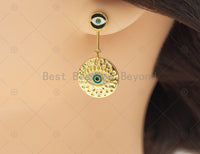 CZ Enamel Evil Eye Earrings, Sku#Y603