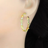 CZ Gold Silver Cross Round Stud Earrings, Sku#LX251