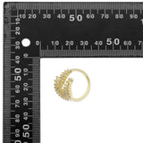 Gold Baguette CZ  Feather Leaf Ajustable Ring, Sku#LX255