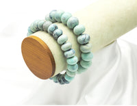 Blue Rondelle Agate Stretchy Bracelet, 8x12mm/8x14mm, Sku#EF91