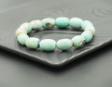 Blue Barrel Agate Stretchy Bracelet, 10x14mm, Sku#EF90