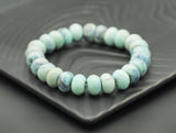 Blue Rondelle Agate Stretchy Bracelet, 8x12mm/8x14mm, Sku#EF91