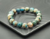 Tibetan Agate 10mm Round Smooth Stretchy Bracelet, Sku#EF92