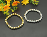 Gold Silver Hematite Stretchy Bracelet, 3mm/4mm/6mm/8mm, Sku#EF94