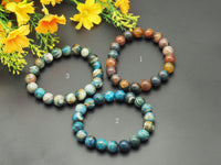 Tibetan Agate 10mm Round Smooth Stretchy Bracelet, Sku#EF92