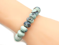 Blue Rondelle Agate Stretchy Bracelet, 8x12mm/8x14mm, Sku#EF91