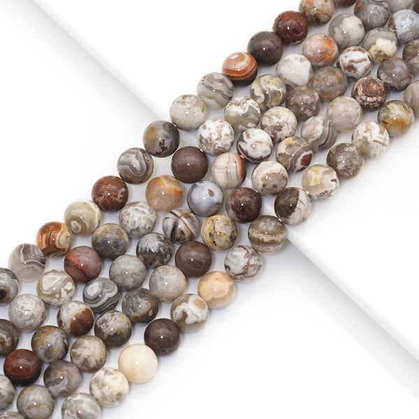 Genuine Mexican Red Brown Gray Agate, 6mm/8mm/10mm/12mm Round Smooth Beads, Sku#U1610