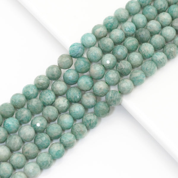 Genuine Russian Amazonite Round Faceted Beads, 8mm/10mm, Sku#U1612