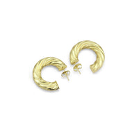 Thick Twisted Gold Hoop Earrings, Sku#LK848