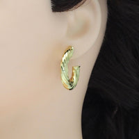 Thick Twisted Gold Hoop Earrings, Sku#LK848