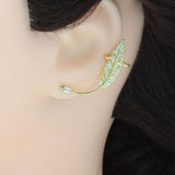 Clear CZ Flower Stud Leaft Stud Cuff Earrings, Sku#LK850