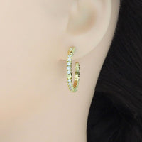 Gold CZ with Tiny Heart Hoop Earrings, Sku#LK847