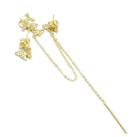 Gold Butterfly Dangling Chain Link Stud Earrings, Sku#LK851