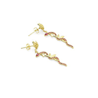 Fuchsia CZ Rose Snake Stud Earrings, Sku#LK852