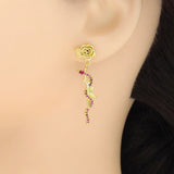 Fuchsia CZ Rose Snake Stud Earrings, Sku#LK852