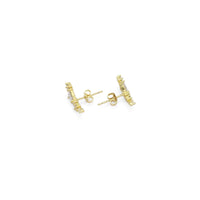 Gold Triangle CZ Moon Stud Earrings, Sku#LK855