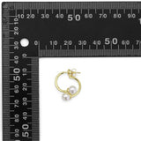 Gold Twin Half Circle Pearl Stud Earrings, Sku#LK858