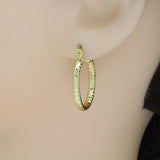 Gold Oval Hoop Earrings, Sku#LK859
