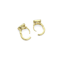 Gold Big Rectangle CZ Hoop Earrings, Sku#LK860