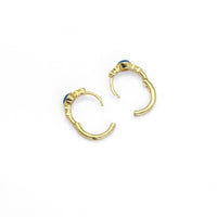 Gold Blue Evil Eye Hoop Earrings, Sku#LK861