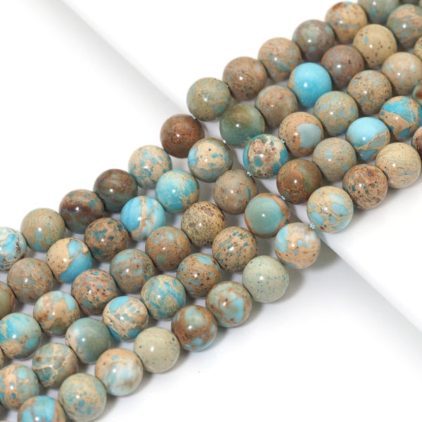 Natural Blue Imperial Jasper, 10mm Round Smooth Beads, Sku#U1605