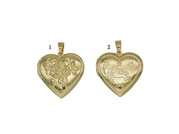 Lockets Heart with Rose Horse Pendant, Sku#FH188