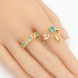 Gold Colorful Stone Adjustable Ring, Sku#LX267