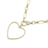 Gold Silver Chain necklace with Frame Heart Pendant, Sku#EF332