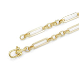 Gold Silver Long Link Mixed Paperclip Chain necklace, Sku#EF334