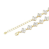 Crystal Flower Link Gold Bracelet, Sku#LD417