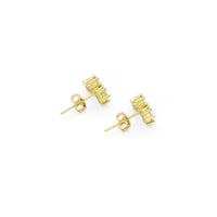 Gold CZ Cross Shape Stud Earrings, Sku#B365