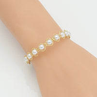 White Pearl Gold Adjustable Bracelet, Sku#B368