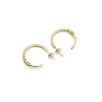 Gold Round Eye Drop CZ Round hoop Earrings, Sku#LX268