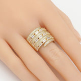 Gold Baguette CZ Statment Adjustable Ring, Sku#Y789