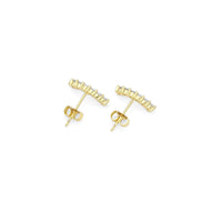 Gold CZ Arc moon Shape Stud Earrings, Sku#Y792