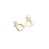 Gold Round CZ with small knot Hoop Earrings, Sku#Y793