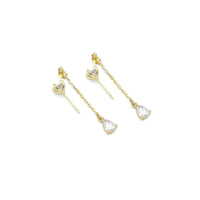 Teardrop CZ Gold Dangle Link for Stud earrings, Sku#LK832