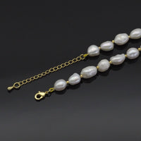 Gold Spacer Pearl necklace, Sku#EF342