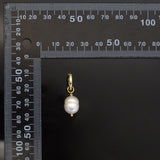 Gold White Oval Pearl Hoop Earrings, Sku#EF340