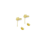 Gold Colorful CZ Leaf Flower Christmas berries Stud Earrings, Sku#Y794