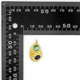 Yellow Green Blue Cat's Eye Stone On Oval Pedant Charm, Sku#Y801