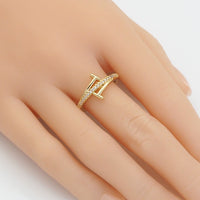 Gold CZ T Adjustable Ring, Sku#LX270