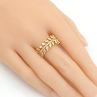 Gold Clear CZ Branch Adjustable Ring, Sku#LX276