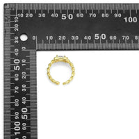 Gold Rectangle CZ Cuban Link Adjustable Ring, Sku#LX277