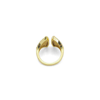 Gold Silver CZ Fan Shape Adjustable Ring, Sku#B370
