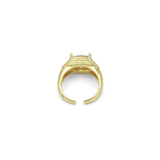 Gold Oval Big CZ Adjustable Ring, Sku#B371
