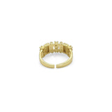 Gold Silver CZ Round Ring Adjustable Ring, Sku#B372