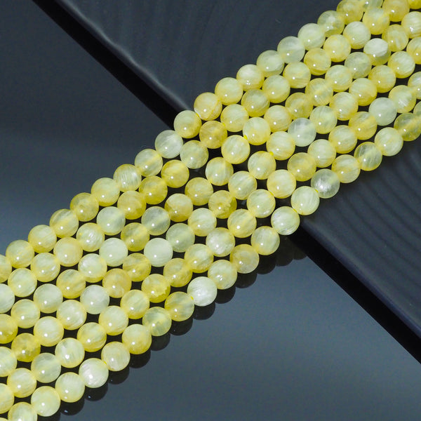 Yellow Gypsum Round Smooth Beads, 6mm/8mm/10mm, Sku#U1628
